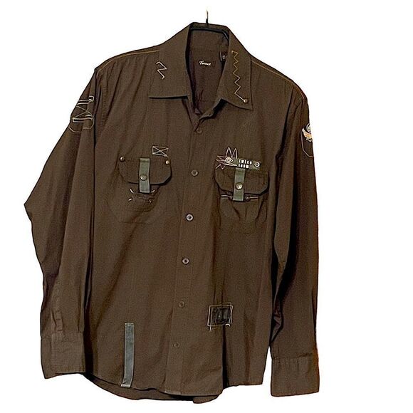 Dark Grey military inspired Shirt - Twice - Picture 8 of 9